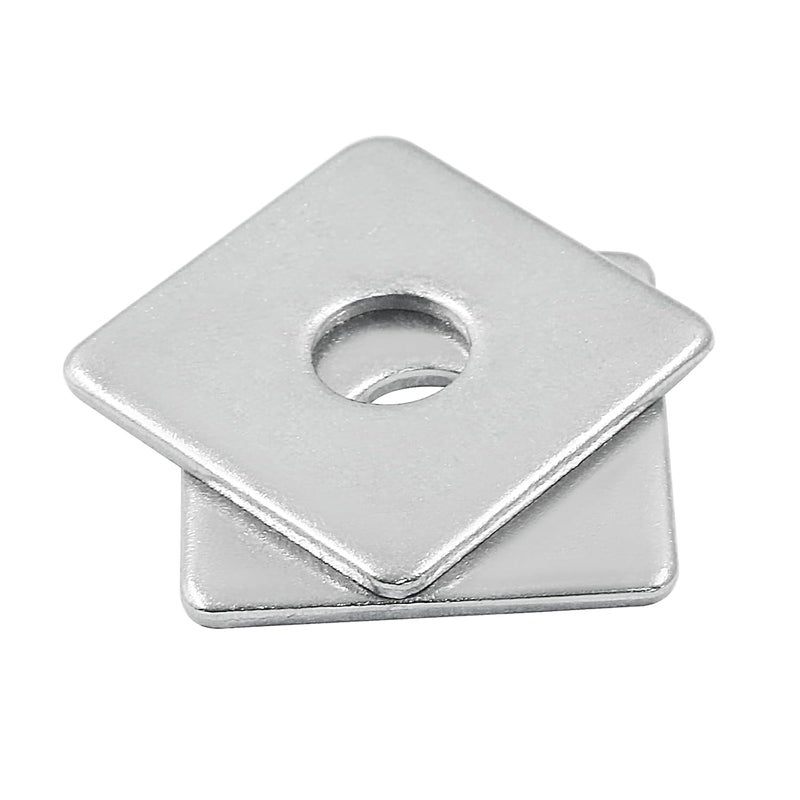 Coufce 10pcs M6 Square Bearing Plate Washer, 304 Stainless Steel Flat Pad Spacer Gasket Hardware Fastener, Heavy Duty Square Washers Plate, 0.26"(ID) x0.79"x0.79"x0.06" - Image 3